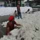 Some factories have expanded beyond cut and sew production to become more vertically integrated, including spinning cotton thread. Here, raw cotton is prepared for processing. Photo by Sarah Labowitz.